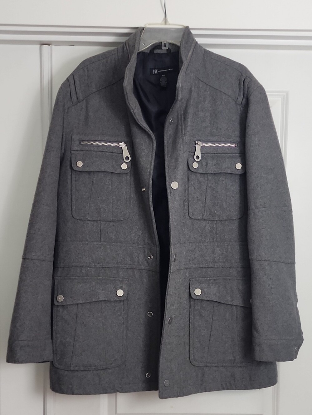 INC International Concepts Men's Dark Gray Military Field Coat